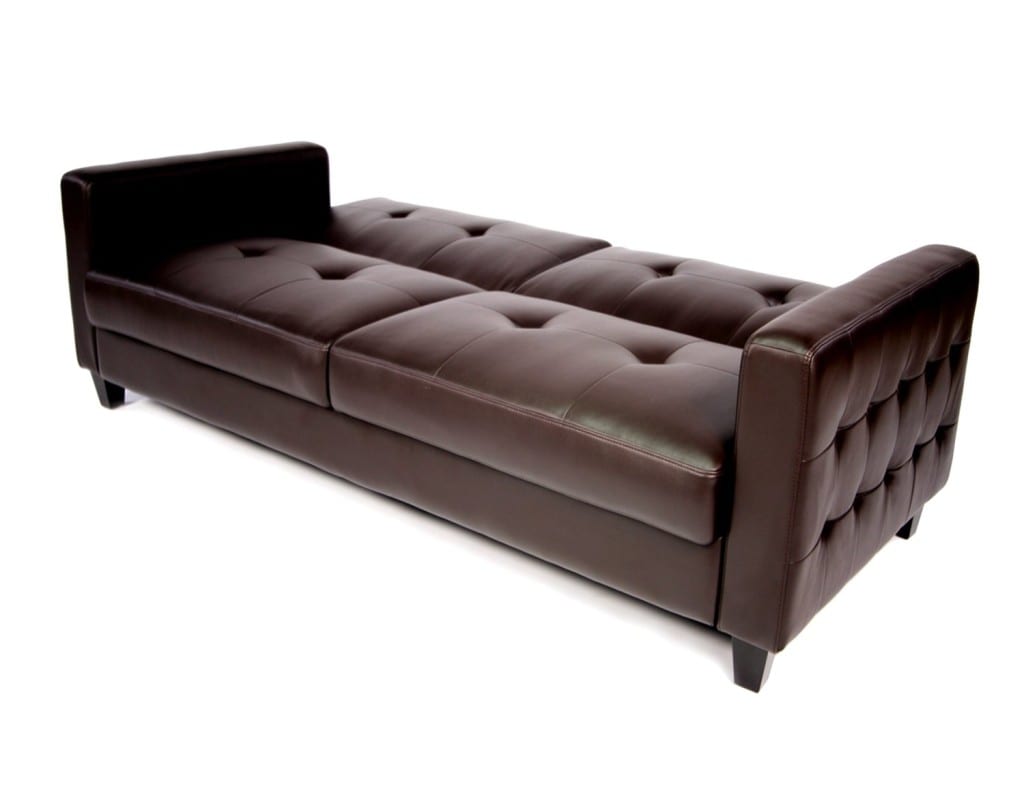 Tufted Faux Leather Sofa Bed, Brown Bachelor On A Budget