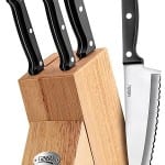 5 Piece Serrated Knife Set, Stainless Steel w Block HP