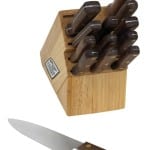 14 Piece Stainless Steel Knife Set, Walnut Wood Handles (Front)