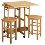 Rolling Fold-Up Table with Stools, Natural