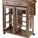 Rolling Fold-Up Table with Stools, Teak
