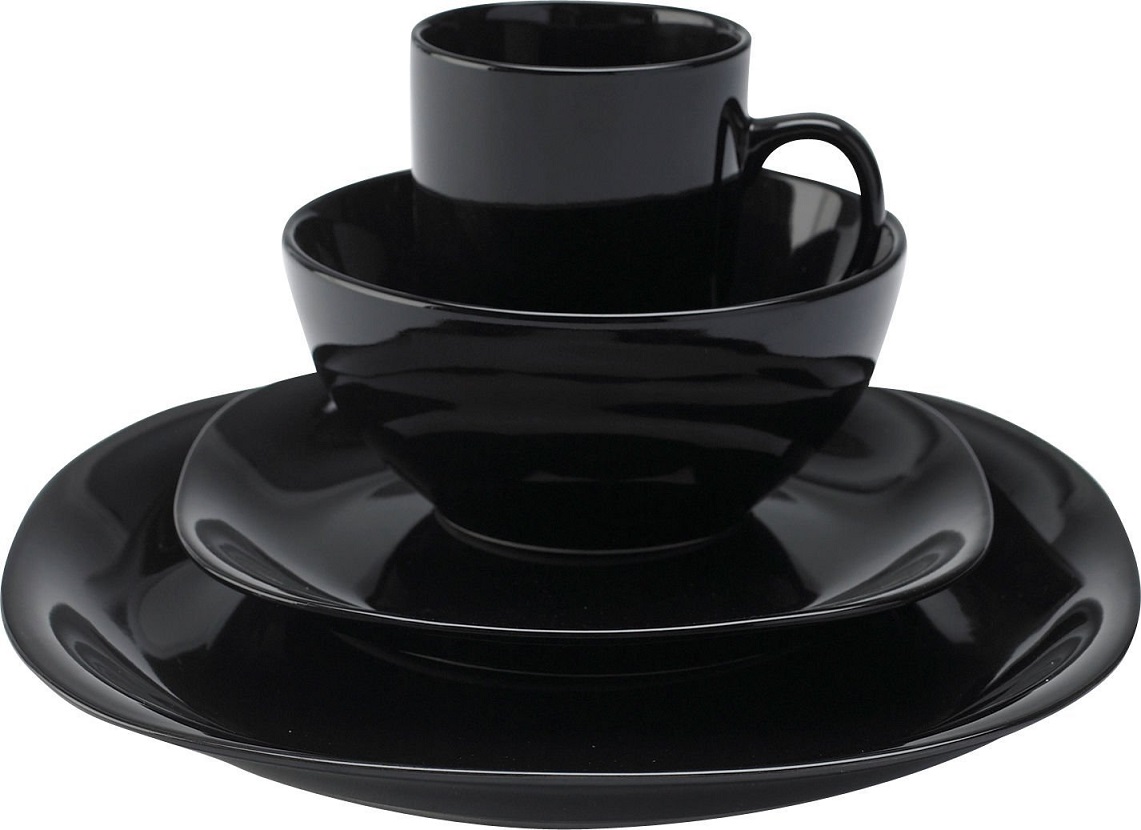 Dinner Set, 16 Piece in Black Bachelor On A Budget